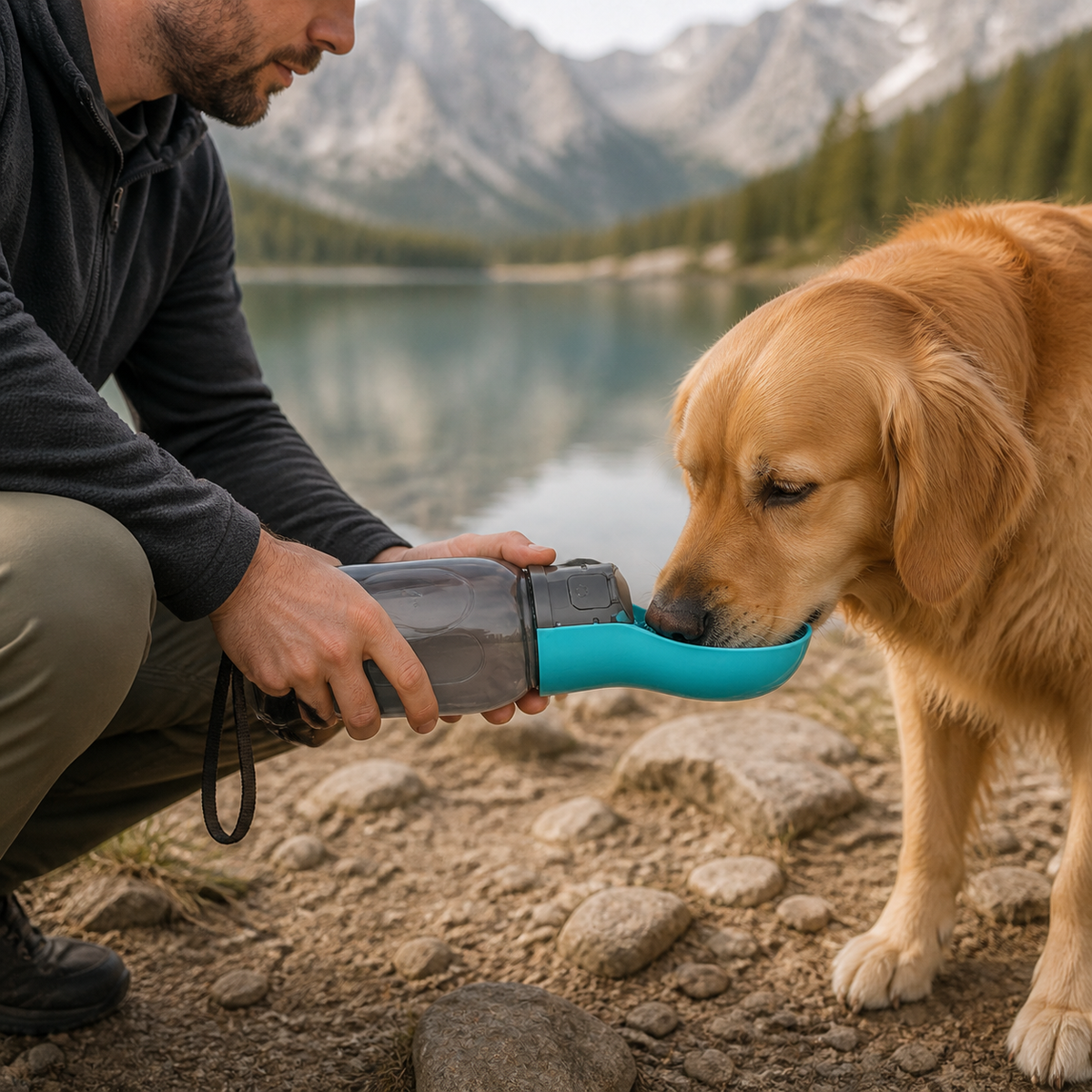 KAVYO Nomad 800 utilisée pour faire boire un chien en promenade